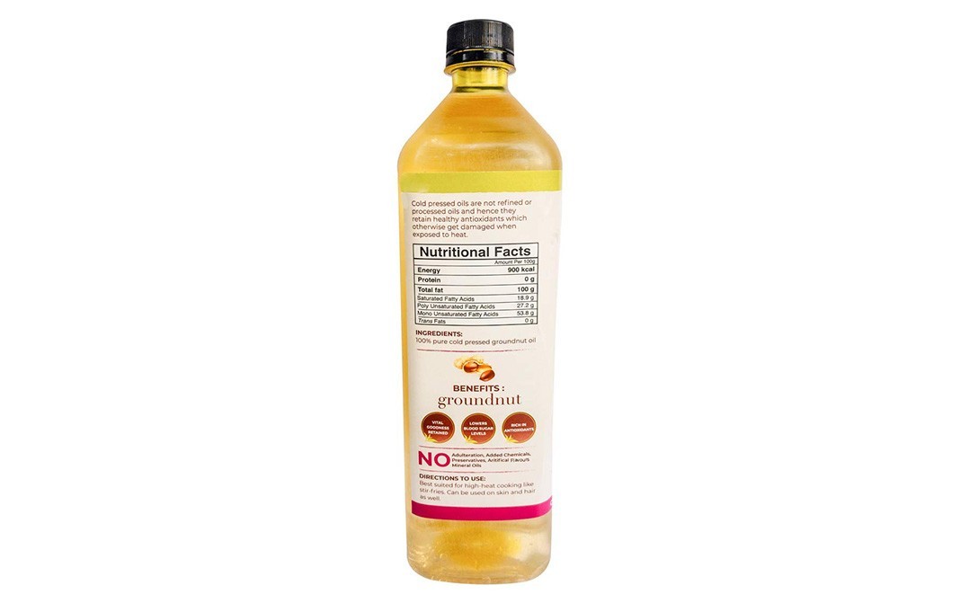 Kapiva Groundnut Cold Pressed Oil (100% Raw & Virgin)   Bottle  1 litre